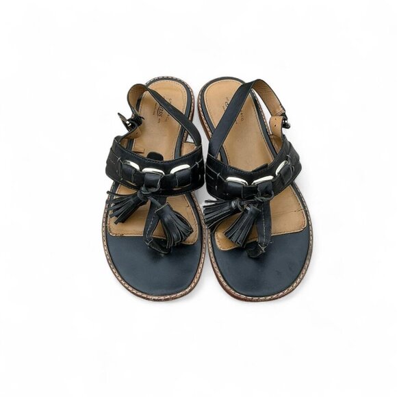 Bass Black Leather Sandals With Tassel Detail * - Picture 1 of 2